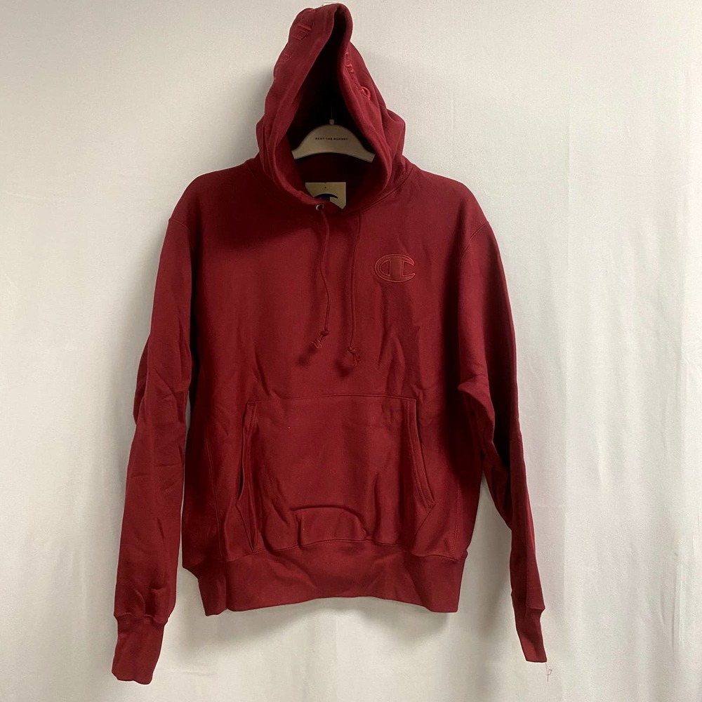 CHAMPION NEW Reverse Weave Fleece Embroidered Hoodie Maroon Long Sleeve Small - Picture 1 of 5
